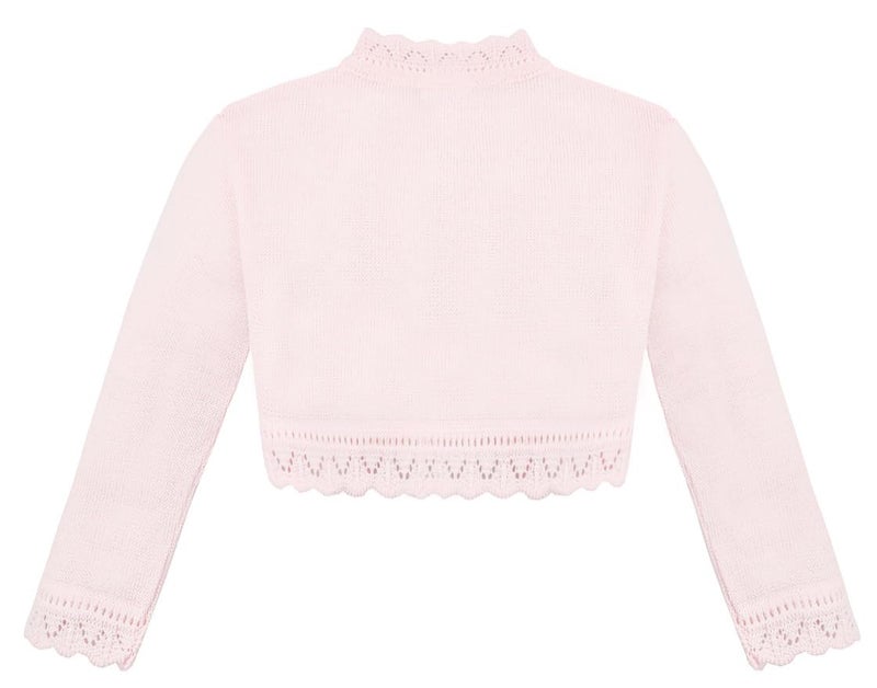 Lilax Little Girls' Knit Long Sleeve Button Closure Bolero Cardigan Shrug 3T Pink - Image 2